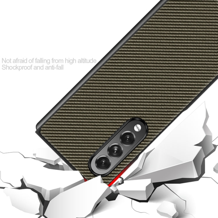 For Samsung Galaxy Z Fold3 5G Solid Color Carbon Fiber Texture PU Shockproof Protective Case