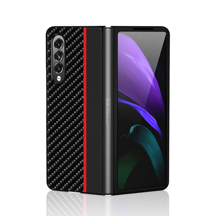 For Samsung Galaxy Z Fold3 5G Carbon Fiber Texture Shockproof Splicing Leather Case