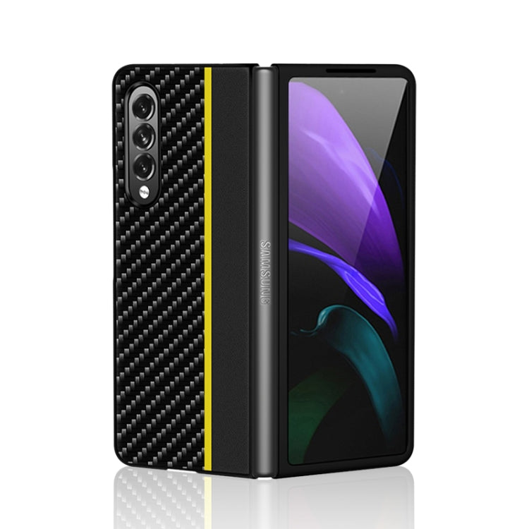 For Samsung Galaxy Z Fold3 5G Carbon Fiber Texture Shockproof Splicing Leather Case