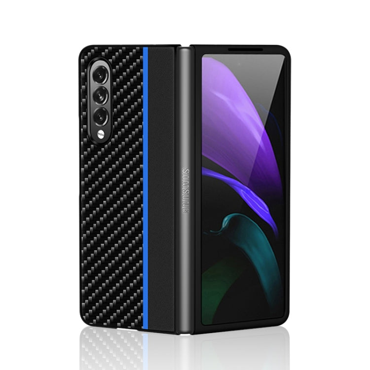 For Samsung Galaxy Z Fold3 5G Carbon Fiber Texture Shockproof Splicing Leather Case