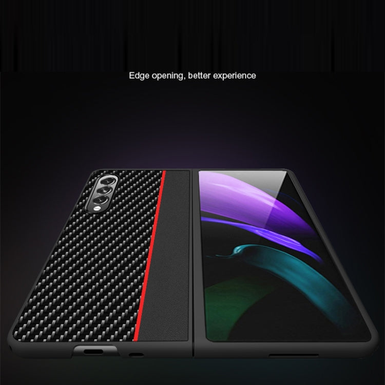 For Samsung Galaxy Z Fold3 5G Carbon Fiber Texture Shockproof Splicing Leather Case