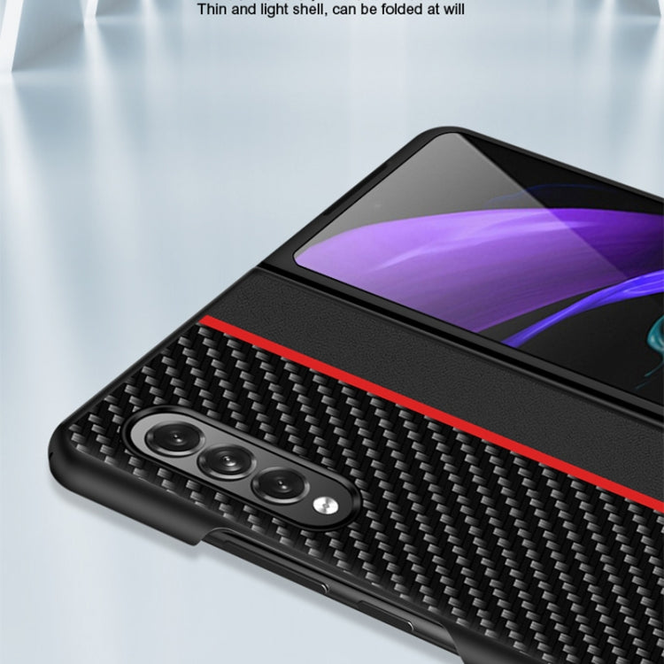 For Samsung Galaxy Z Fold3 5G Carbon Fiber Texture Shockproof Splicing Leather Case
