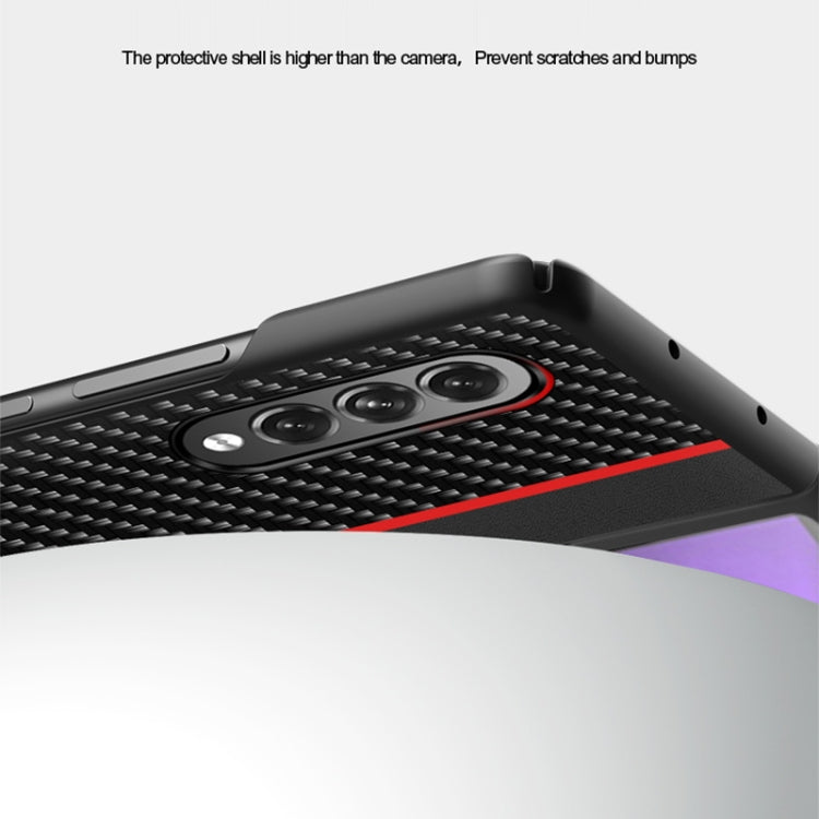 For Samsung Galaxy Z Fold3 5G Carbon Fiber Texture Shockproof Splicing Leather Case
