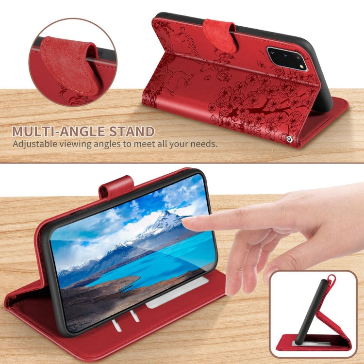For Samsung Galaxy S20 Sika Deer Embossing Pattern Horizontal Flip PU Leather Case with Holder & Card Slot & Wallet & Photo Frame