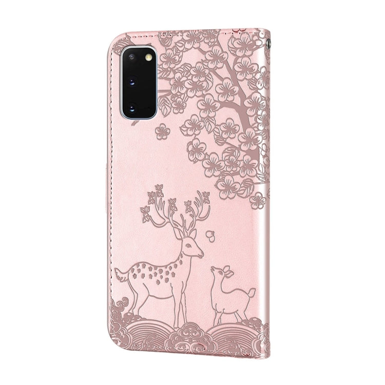 For Samsung Galaxy S20 Sika Deer Embossing Pattern Horizontal Flip PU Leather Case with Holder & Card Slot & Wallet & Photo Frame