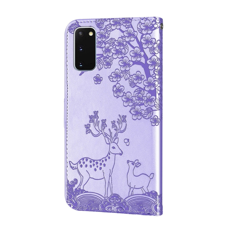 For Samsung Galaxy S20 Sika Deer Embossing Pattern Horizontal Flip PU Leather Case with Holder & Card Slot & Wallet & Photo Frame
