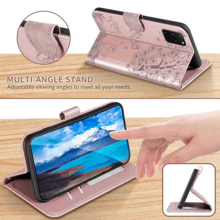 For Samsung Galaxy S20+ Sika Deer Embossing Pattern Horizontal Flip PU Leather Case with Holder & Card Slot & Wallet & Photo Frame