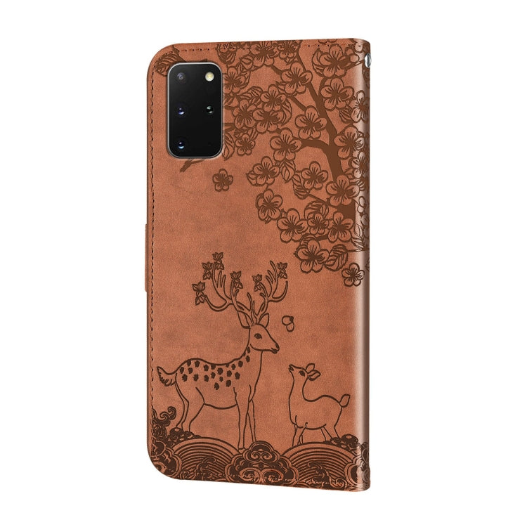 For Samsung Galaxy S20+ Sika Deer Embossing Pattern Horizontal Flip PU Leather Case with Holder & Card Slot & Wallet & Photo Frame