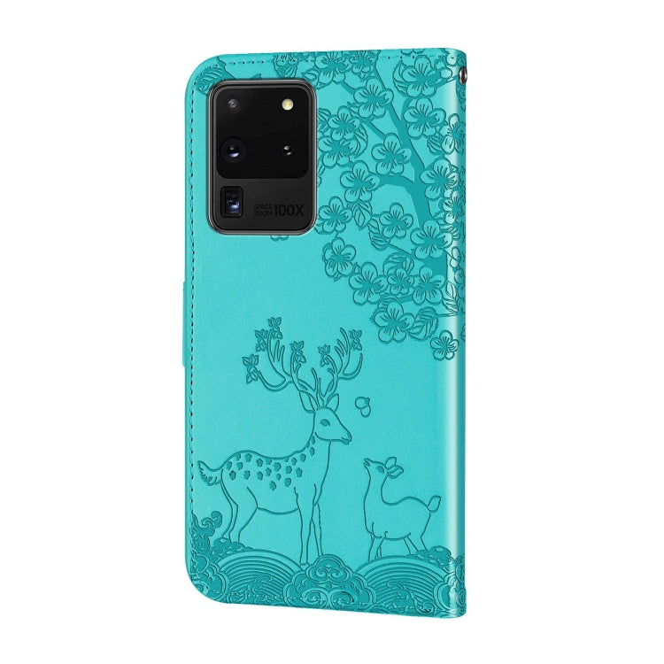 For Samsung Galaxy S20 Ultra Sika Deer Embossing Pattern Horizontal Flip PU Leather Case with Holder & Card Slot & Wallet & Photo Frame