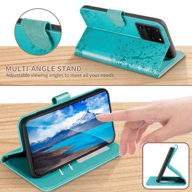 For Samsung Galaxy S20 Ultra Sika Deer Embossing Pattern Horizontal Flip PU Leather Case with Holder & Card Slot & Wallet & Photo Frame