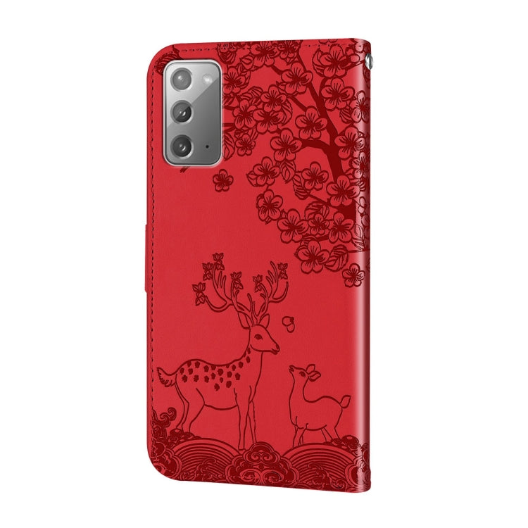 For Samsung Galaxy Note20 Sika Deer Embossing Pattern Horizontal Flip PU Leather Case with Holder & Card Slot & Wallet & Photo Frame