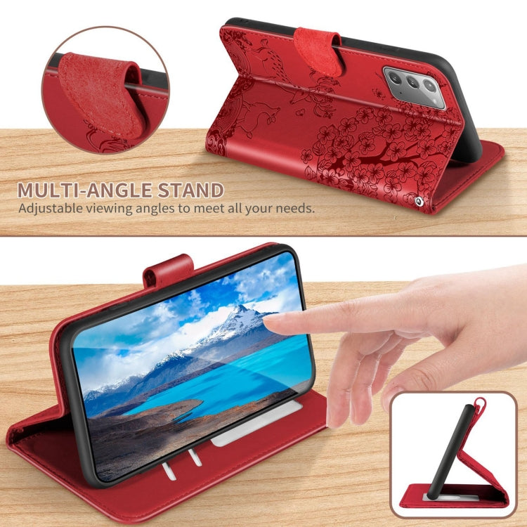 For Samsung Galaxy Note20 Sika Deer Embossing Pattern Horizontal Flip PU Leather Case with Holder & Card Slot & Wallet & Photo Frame