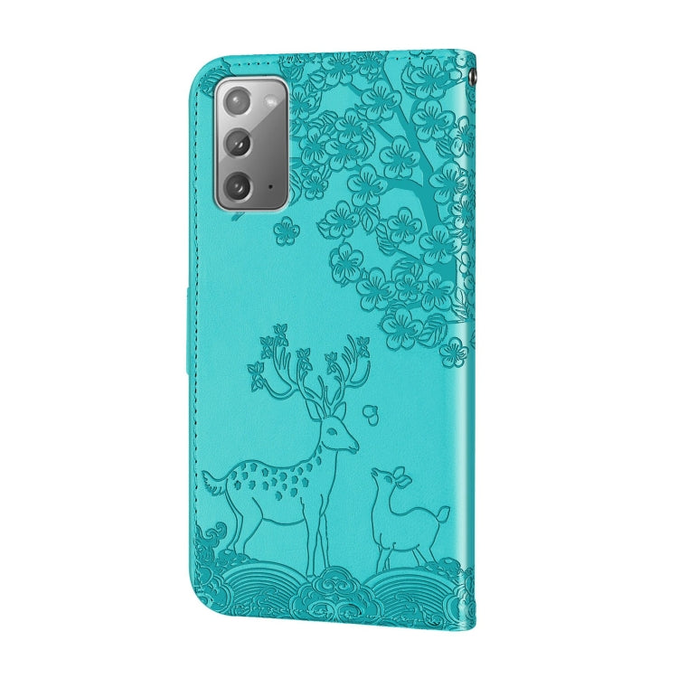 For Samsung Galaxy Note20 Sika Deer Embossing Pattern Horizontal Flip PU Leather Case with Holder & Card Slot & Wallet & Photo Frame