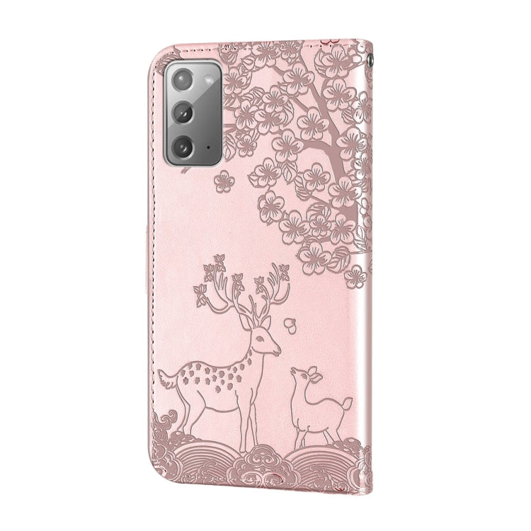 For Samsung Galaxy Note20 Sika Deer Embossing Pattern Horizontal Flip PU Leather Case with Holder & Card Slot & Wallet & Photo Frame