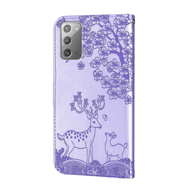 For Samsung Galaxy Note20 Sika Deer Embossing Pattern Horizontal Flip PU Leather Case with Holder & Card Slot & Wallet & Photo Frame
