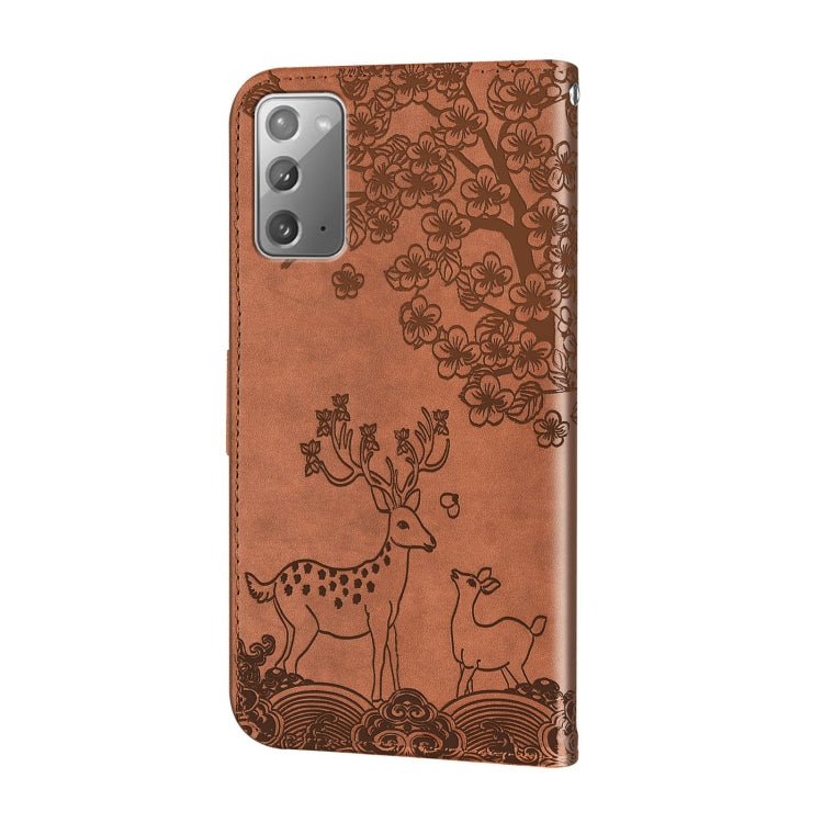 For Samsung Galaxy Note20 Sika Deer Embossing Pattern Horizontal Flip PU Leather Case with Holder & Card Slot & Wallet & Photo Frame