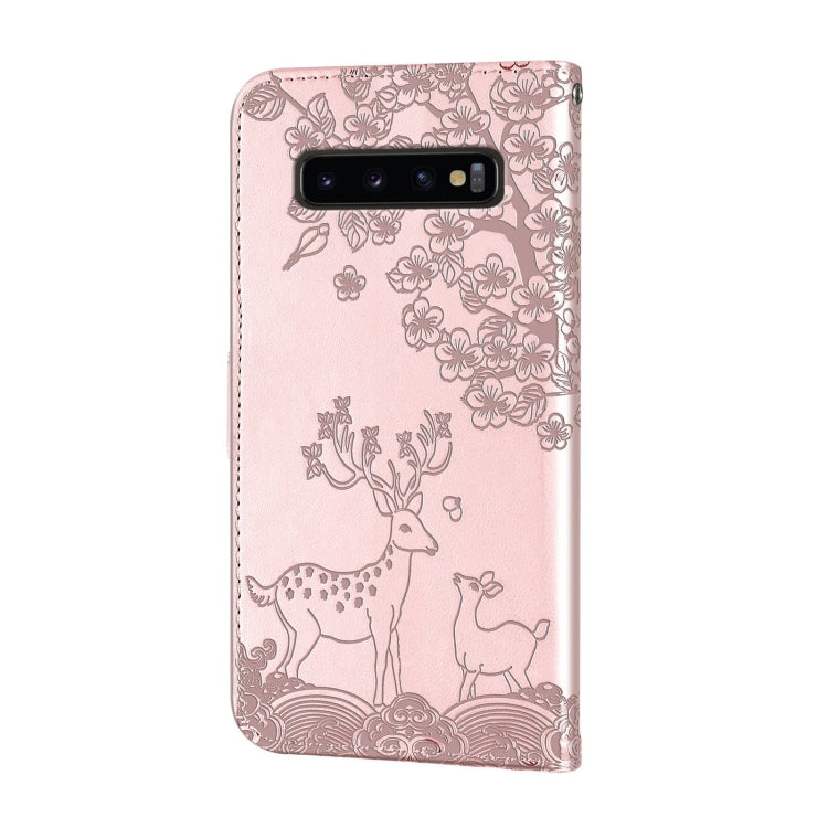 For Samsung Galaxy S10 Sika Deer Embossing Pattern Horizontal Flip PU Leather Case with Holder & Card Slot & Wallet & Photo Frame