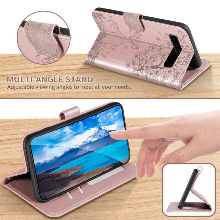 For Samsung Galaxy S10 Sika Deer Embossing Pattern Horizontal Flip PU Leather Case with Holder & Card Slot & Wallet & Photo Frame
