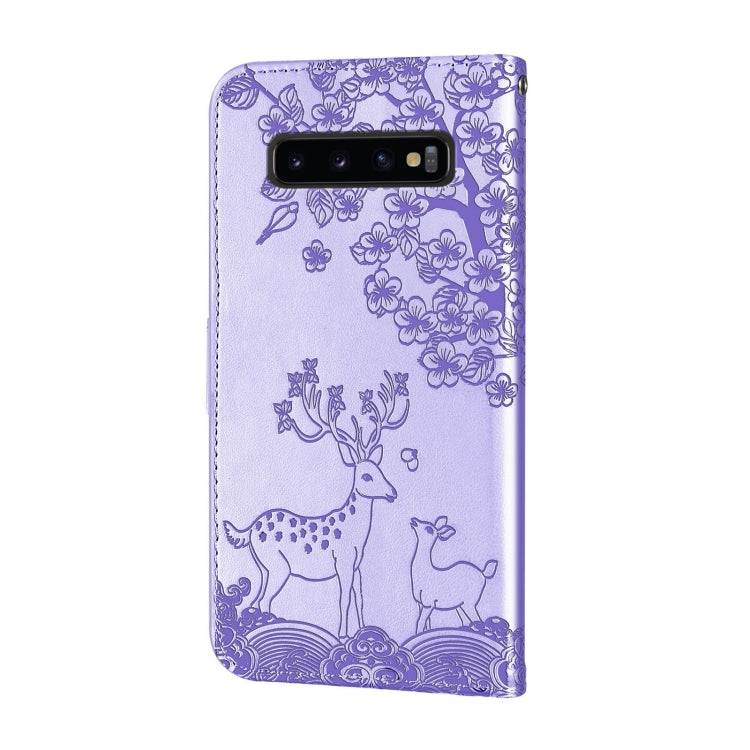 For Samsung Galaxy S10 Sika Deer Embossing Pattern Horizontal Flip PU Leather Case with Holder & Card Slot & Wallet & Photo Frame