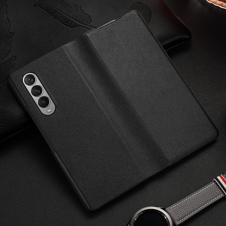 For Samsung Galaxy Z Fold3 5G Cowhide Shockproof Fold Leather Case