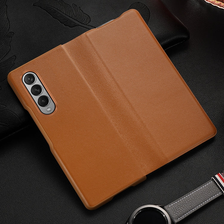 For Samsung Galaxy Z Fold3 5G Cowhide Shockproof Fold Leather Case