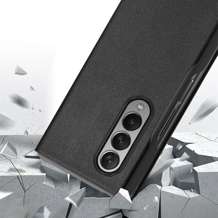 For Samsung Galaxy Z Fold3 5G Cowhide Shockproof Fold Leather Case
