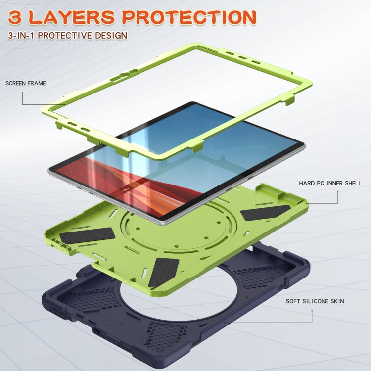 For Microsoft Surface Pro X / Pro X 2021 Silicone + PC Protective Case with Holder & Shoulder Strap