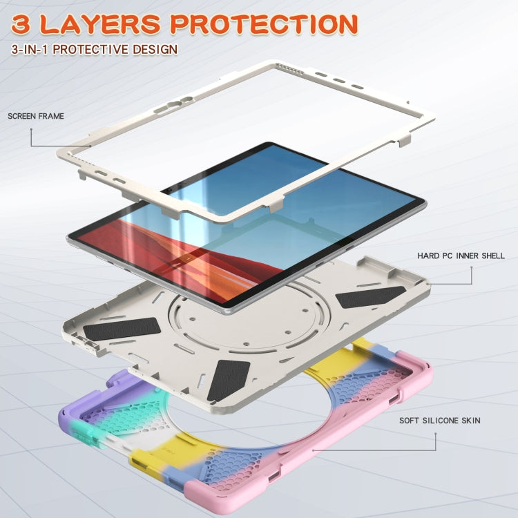 For Microsoft Surface Pro X / Pro X 2021 Silicone + PC Protective Case with Holder & Shoulder Strap