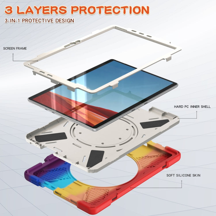 For Microsoft Surface Pro X / Pro X 2021 Silicone + PC Protective Case with Holder & Shoulder Strap