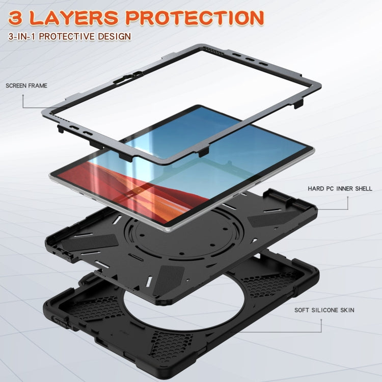 For Microsoft Surface Pro X / Pro X 2021 Silicone + PC Protective Case with Holder & Shoulder Strap