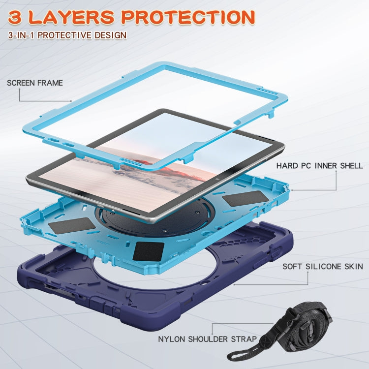 For Microsoft Surface Go 3 / 2 / 1 Silicone + PC Protective Case with Holder & Shoulder Strap