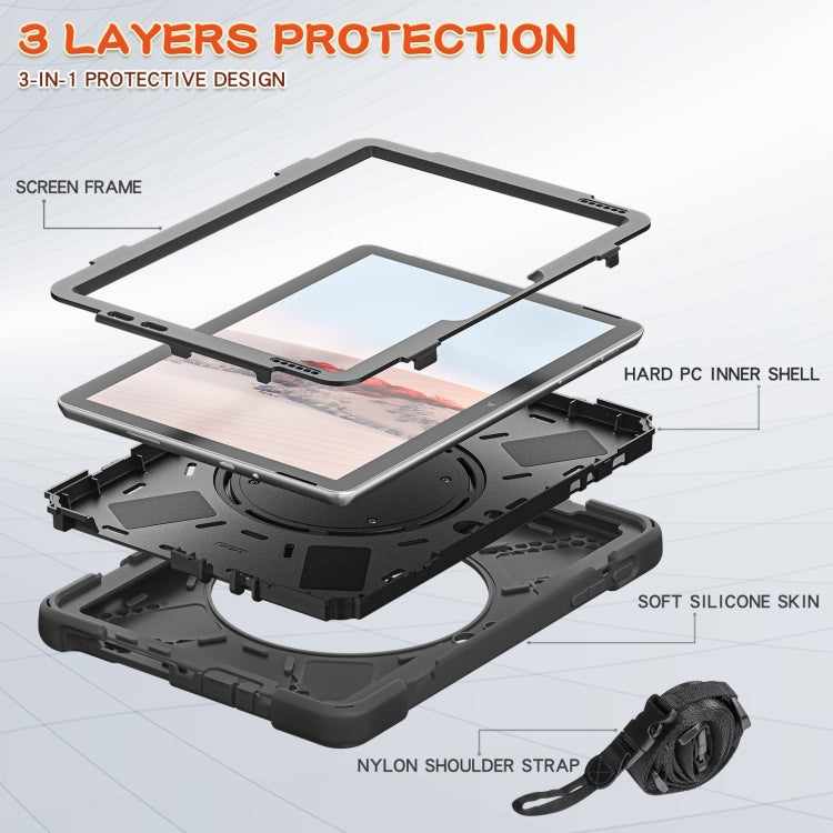 For Microsoft Surface Go 3 / 2 / 1 Silicone + PC Protective Case with Holder & Shoulder Strap