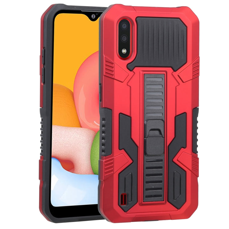 For Samsung Galaxy A01 US Version Vanguard Warrior All Inclusive Double-color Shockproof TPU + PC Protective Case with Holder