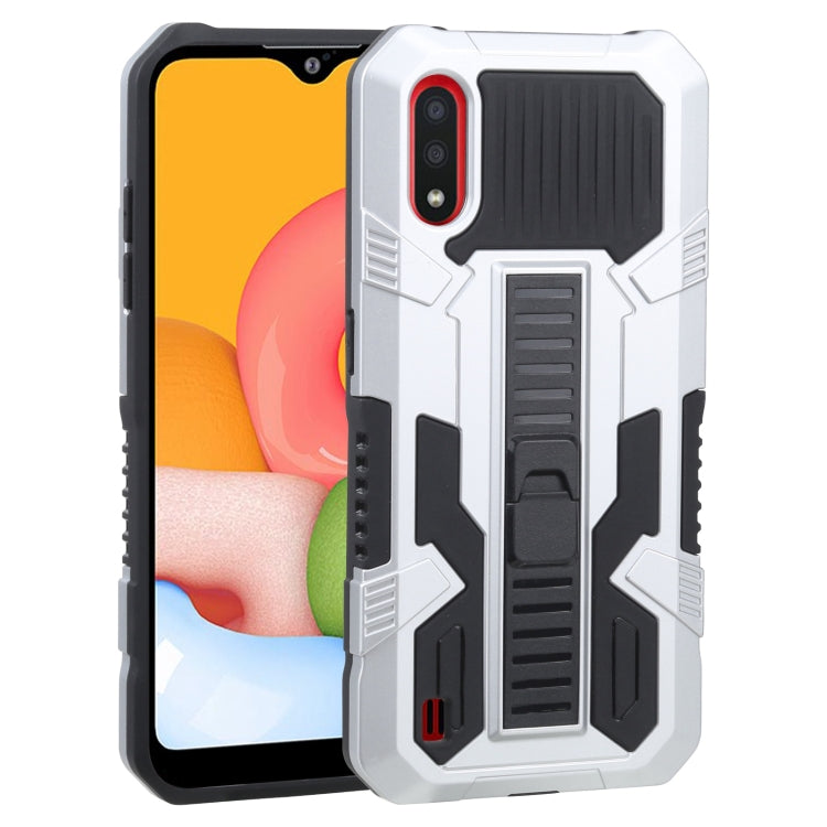 For Samsung Galaxy A01 US Version Vanguard Warrior All Inclusive Double-color Shockproof TPU + PC Protective Case with Holder