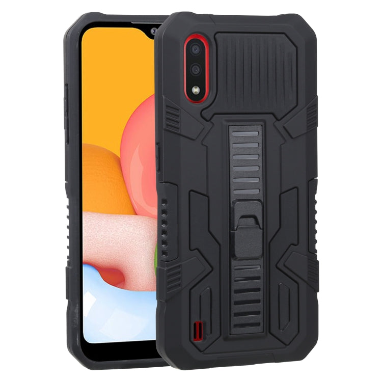 For Samsung Galaxy A01 US Version Vanguard Warrior All Inclusive Double-color Shockproof TPU + PC Protective Case with Holder