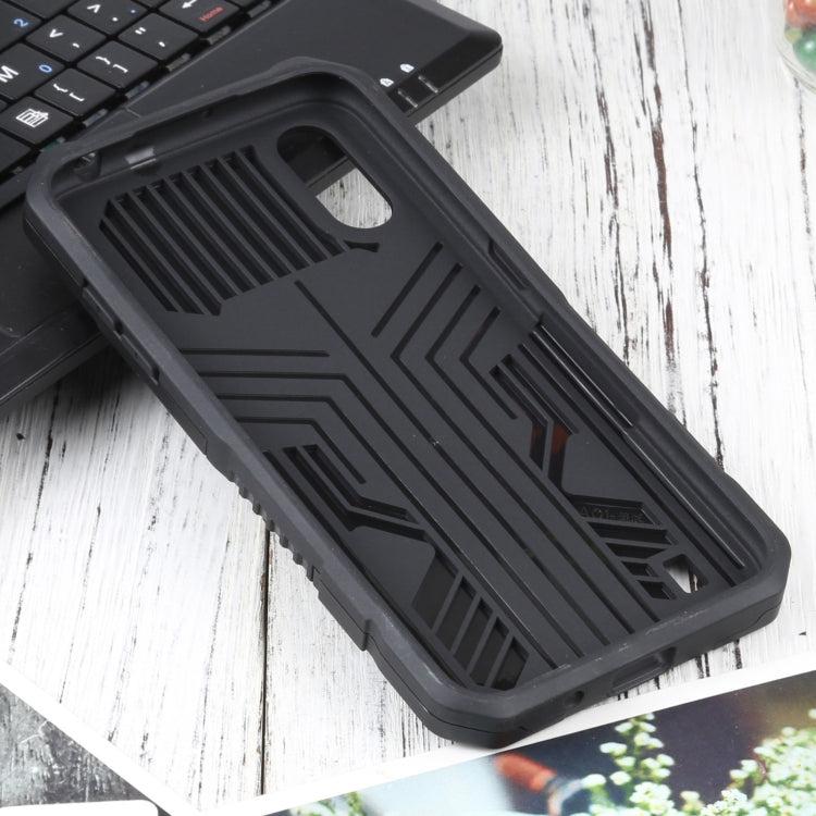 For Samsung Galaxy A01 US Version Vanguard Warrior All Inclusive Double-color Shockproof TPU + PC Protective Case with Holder