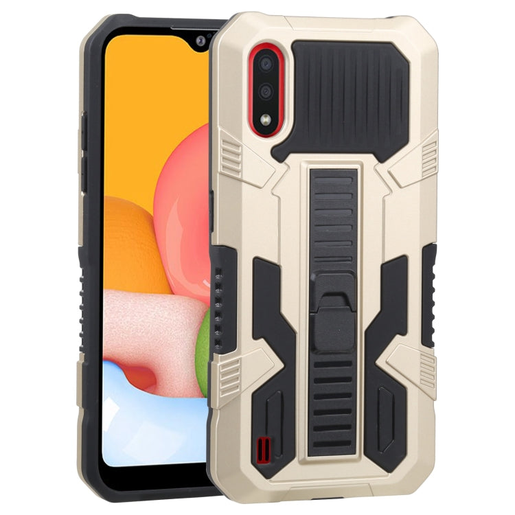 For Samsung Galaxy A01 US Version Vanguard Warrior All Inclusive Double-color Shockproof TPU + PC Protective Case with Holder