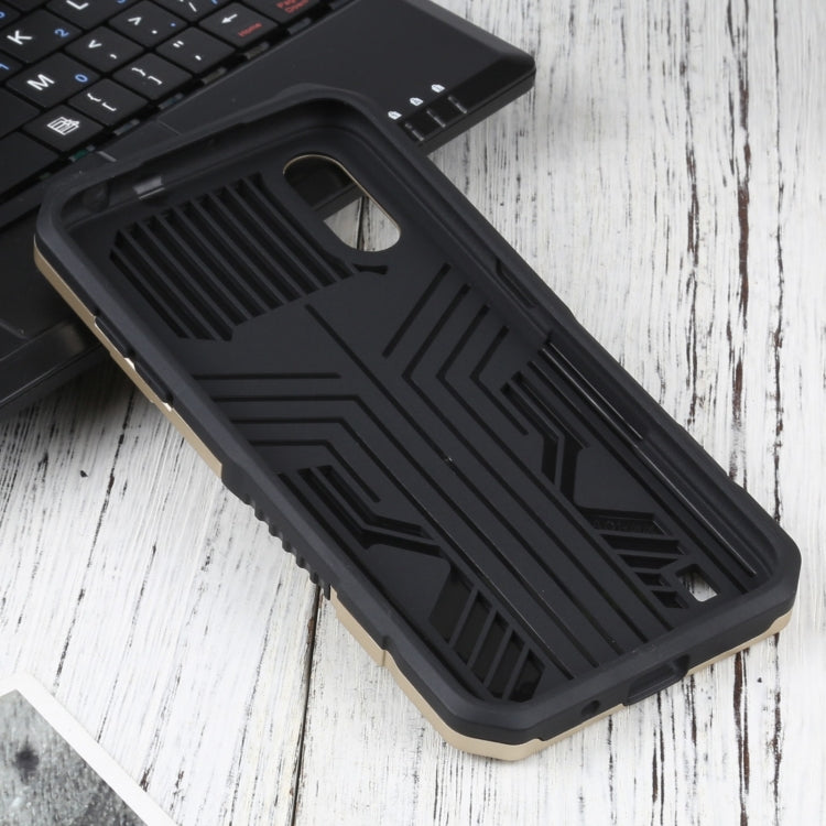 For Samsung Galaxy A01 US Version Vanguard Warrior All Inclusive Double-color Shockproof TPU + PC Protective Case with Holder