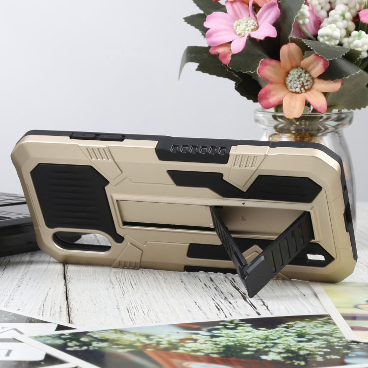 For Samsung Galaxy A01 US Version Vanguard Warrior All Inclusive Double-color Shockproof TPU + PC Protective Case with Holder