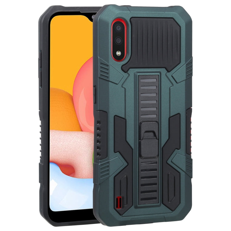 For Samsung Galaxy A01 US Version Vanguard Warrior All Inclusive Double-color Shockproof TPU + PC Protective Case with Holder
