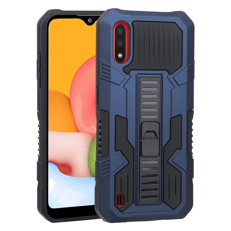For Samsung Galaxy A01 US Version Vanguard Warrior All Inclusive Double-color Shockproof TPU + PC Protective Case with Holder