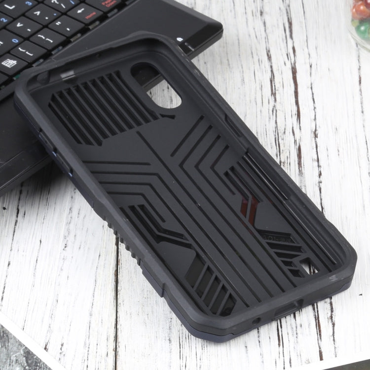 For Samsung Galaxy A01 US Version Vanguard Warrior All Inclusive Double-color Shockproof TPU + PC Protective Case with Holder
