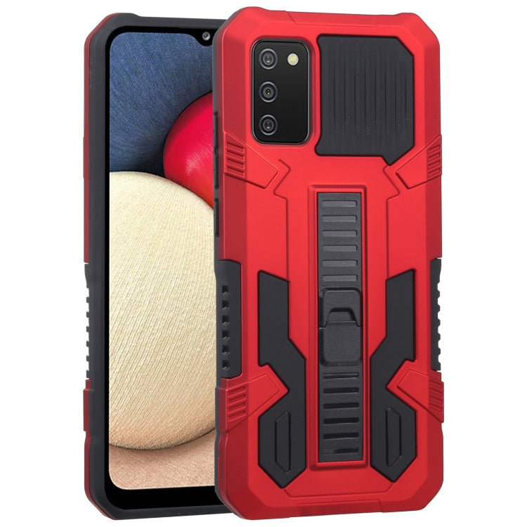 For Samsung Galaxy A02s 164mm EU Version Vanguard Warrior All Inclusive Double-color Shockproof TPU + PC Protective Case with Holder