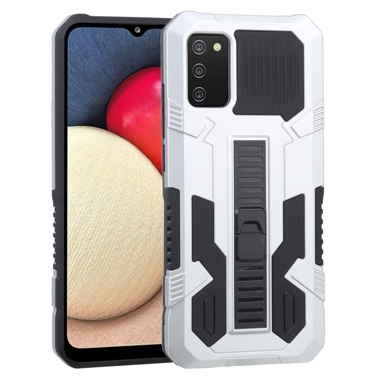 For Samsung Galaxy A02s 164mm EU Version Vanguard Warrior All Inclusive Double-color Shockproof TPU + PC Protective Case with Holder
