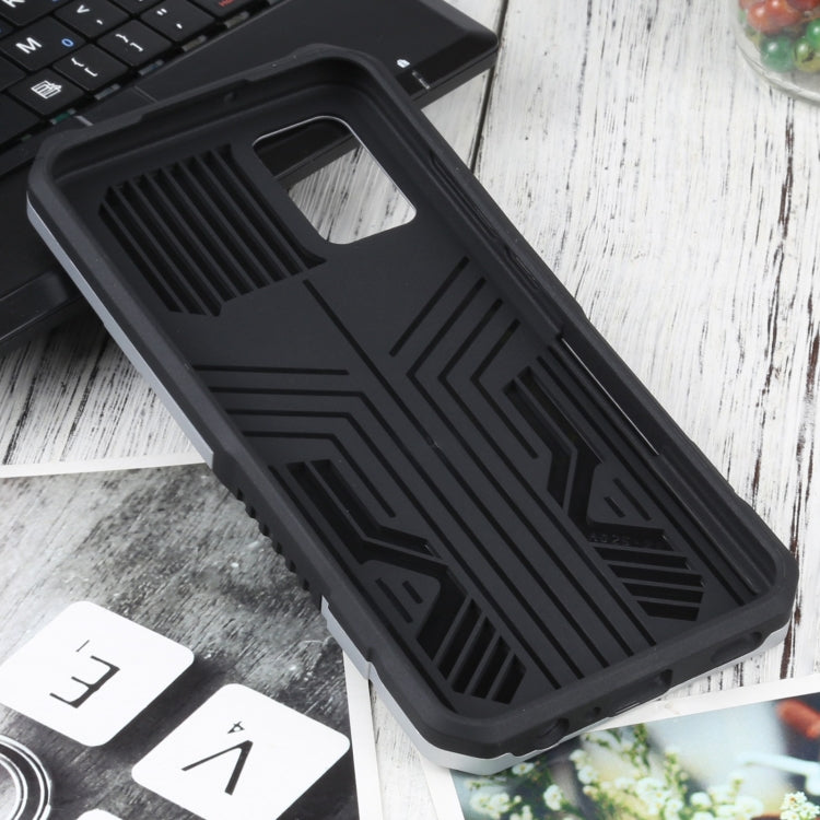 For Samsung Galaxy A02s 164mm EU Version Vanguard Warrior All Inclusive Double-color Shockproof TPU + PC Protective Case with Holder