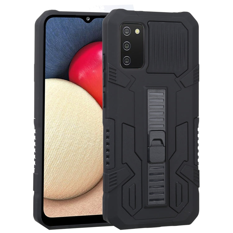 For Samsung Galaxy A02s 164mm EU Version Vanguard Warrior All Inclusive Double-color Shockproof TPU + PC Protective Case with Holder