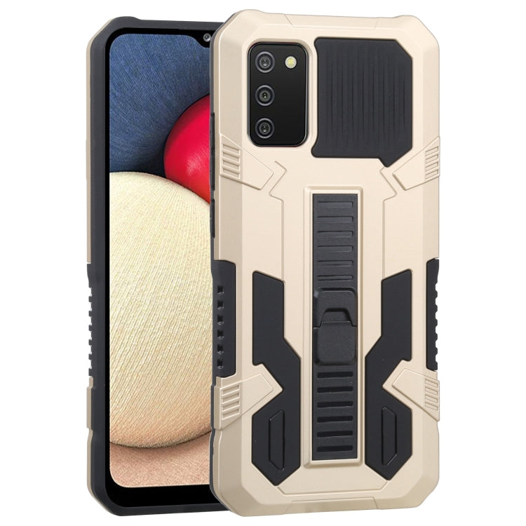 For Samsung Galaxy A02s 164mm EU Version Vanguard Warrior All Inclusive Double-color Shockproof TPU + PC Protective Case with Holder
