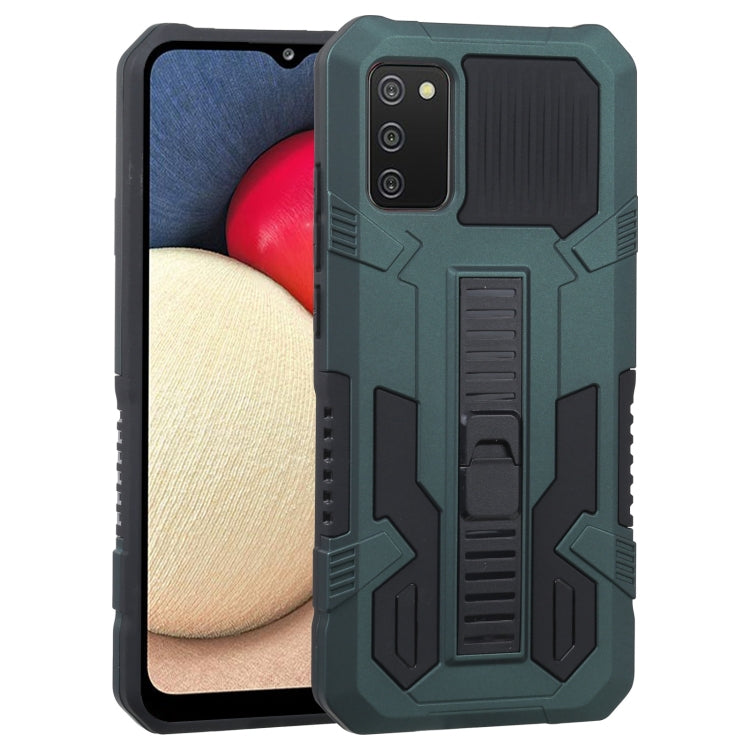 For Samsung Galaxy A02s 164mm EU Version Vanguard Warrior All Inclusive Double-color Shockproof TPU + PC Protective Case with Holder
