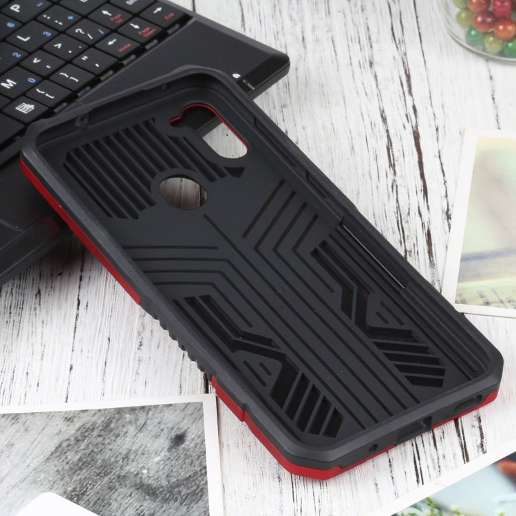 For Samsung Galaxy A11 US Version Vanguard Warrior All Inclusive Double-color Shockproof TPU + PC Protective Case with Holder
