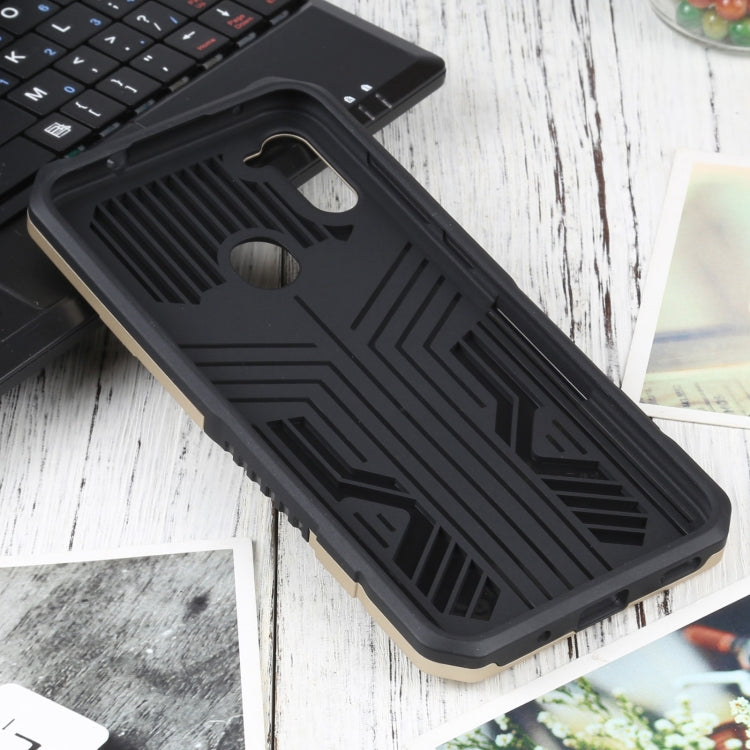 For Samsung Galaxy A11 US Version Vanguard Warrior All Inclusive Double-color Shockproof TPU + PC Protective Case with Holder